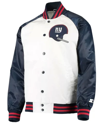 NY Giants Clean Up Throwback Satin White-Navy Jacket