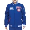 NY Giants Crest Emblem Blue Varsity Jacket webp