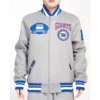 NY Giants Crest Emblem Gray Varsity Wool Jacket webp