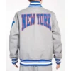 NY Giants Crest Emblem Gray Varsity Wool Jacket back webp