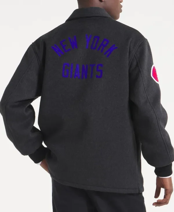 NY Giants Heather Black Wool Jacket back webp