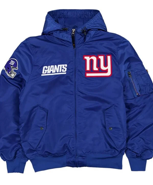 NY Giants Historic L 2B Hooded Bomber Jacket webp