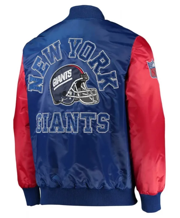 NY Giants Logo Varsity White Royal Jacket webp
