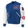 NY Giants Logo Varsity White Royal Jacket webp