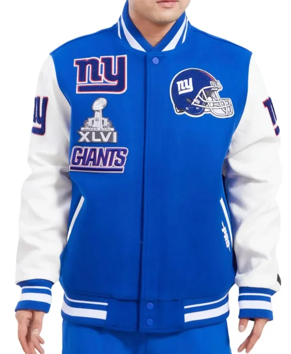 NY Giants Mash Up Varsity Jacket webp