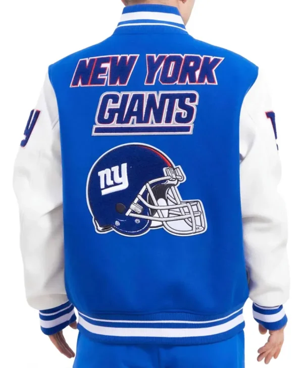 NY Giants Mash Up Varsity Jacket back webp