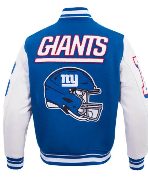 NY Giants Mashup Rib Varsity Wool Leather Jacket back webp
