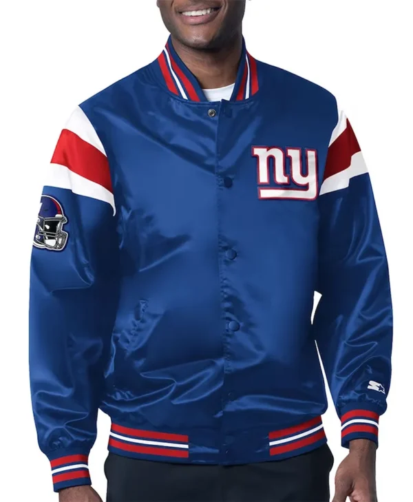 NY Giants Midweight Royal Satin Jacket webp