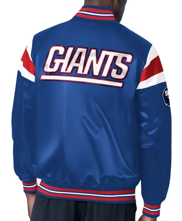 NY Giants Midweight Royal Satin Jacket back webp