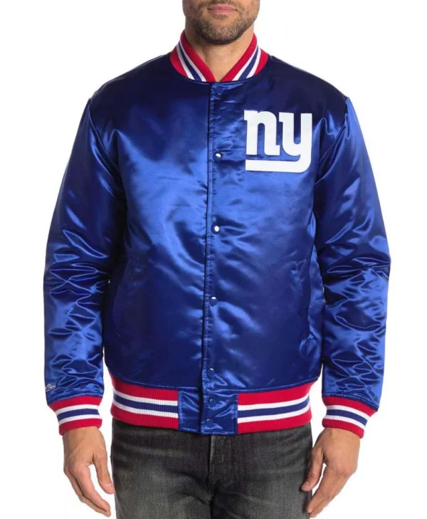 NY Giants NFL Satin Blue Jacket webp