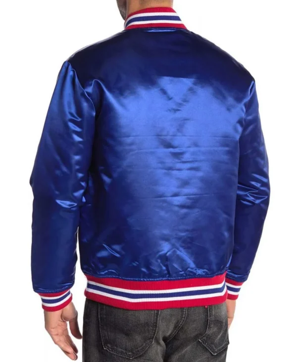 NY Giants NFL Satin Blue Jacket back webp