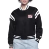 NY Giants Printed Logo Varsity Satin Jacket webp