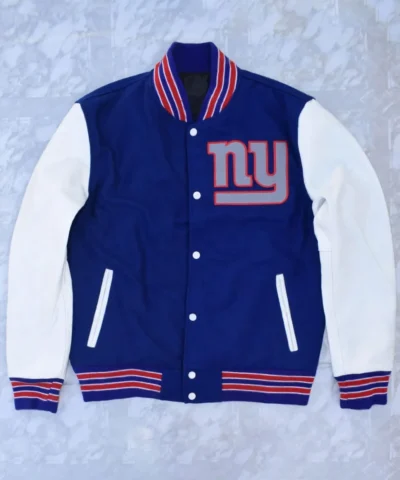 New York Giants Blue and White Letterman Jacket