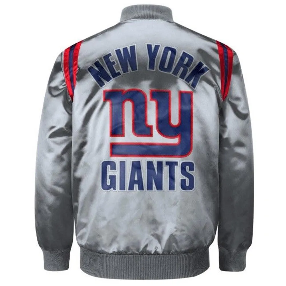 New York Giants Exclusive Gray Satin Jacket back webp