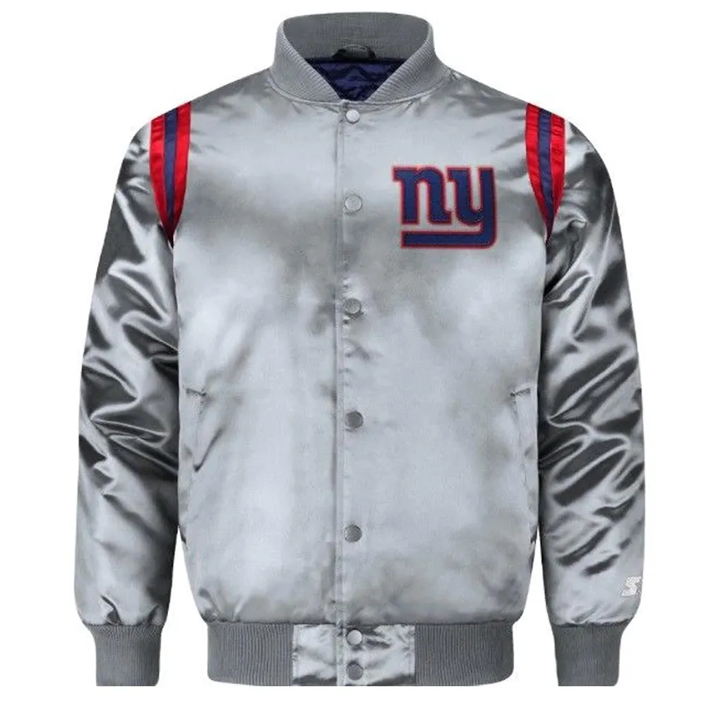New York Giants Exclusive Gray Satin Jacket webp