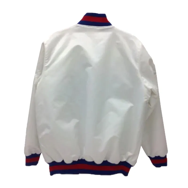 New York Giants Helmet Bomber White Jacket back webp