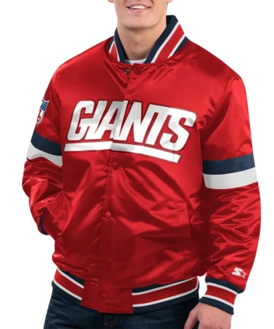 New York Giants Home Game Red Satin Jacket