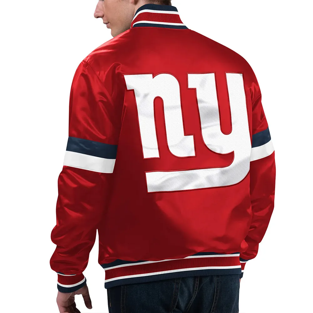 New York Giants Home Game Red Satin Jacket back webp