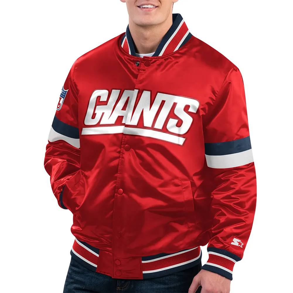 New York Giants Home Game Red Satin Jacket webp
