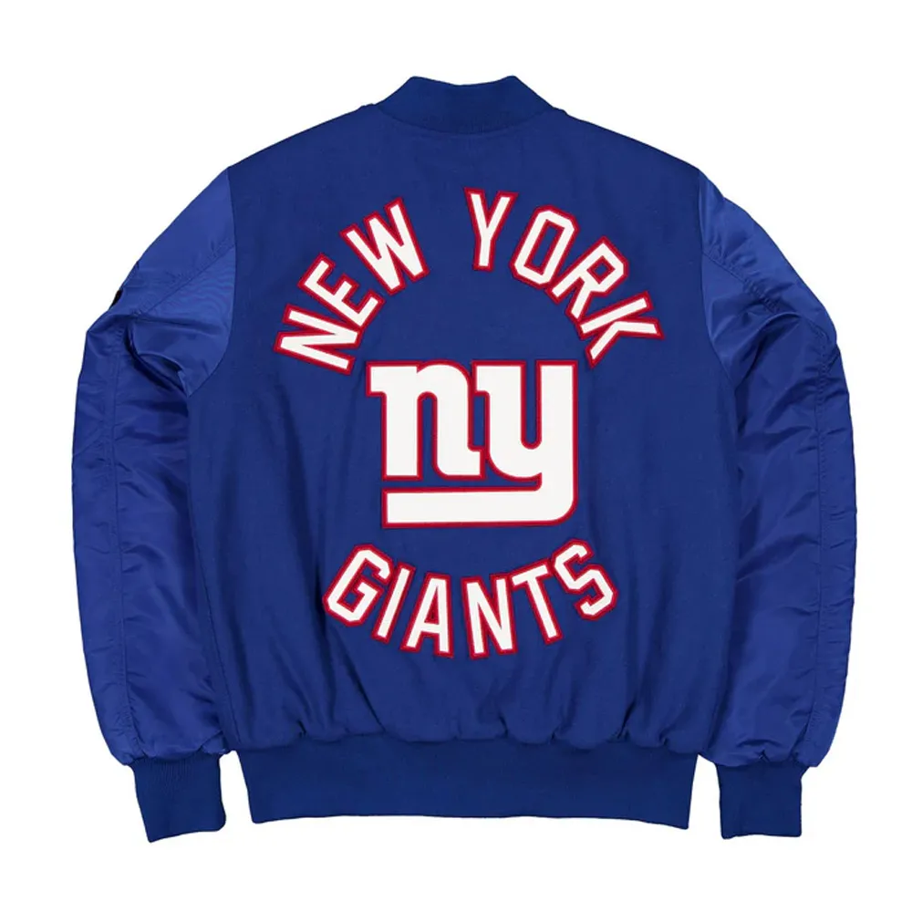 New York Giants MA 1 Historic Varsity Jacket back webp