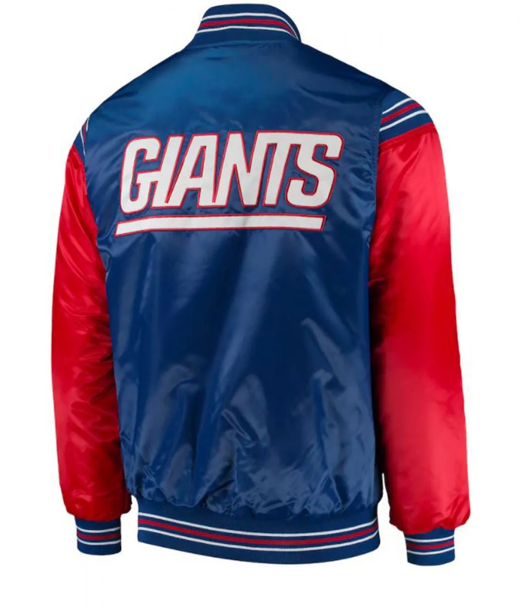 New York Giants Satin Red and Blue Jacket back webp