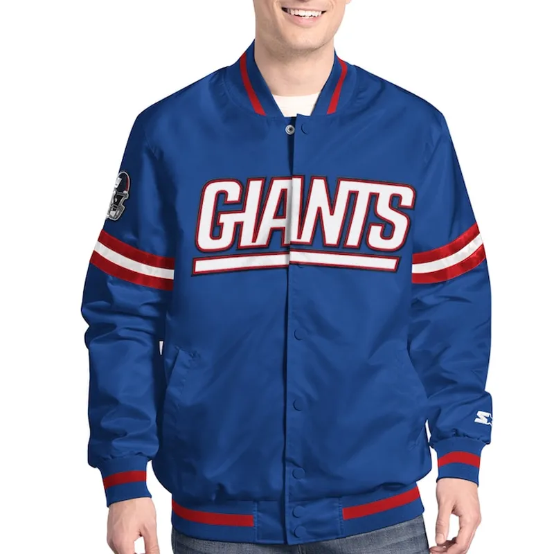 New York Giants Scout Varsity Satin Jacket webp