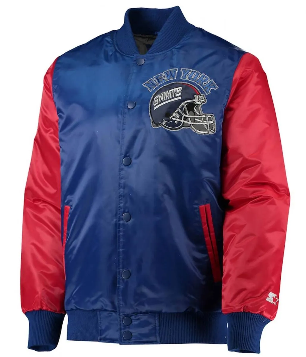 New York Giants Throwback Locker Room Satin Jacket webp