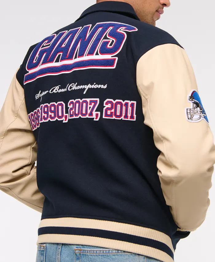 New York Giants Varsity Bomber Jacket Back webp