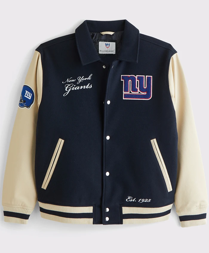 New York Giants Varsity Bomber Jacket webp