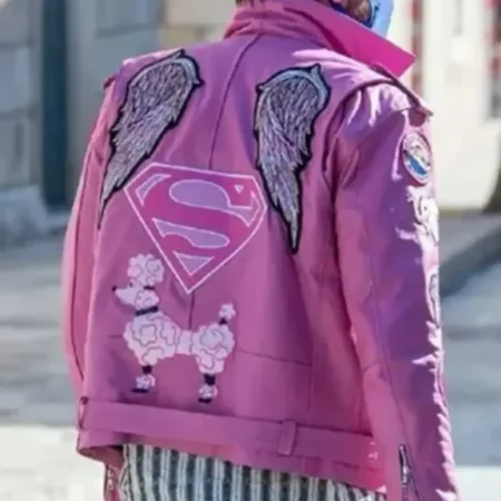 Nicolas Cage Pink Biker Leather Jacket Back