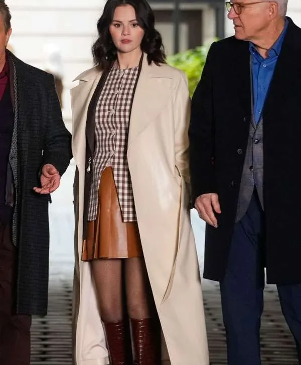 Only Murders In The Building S05 Selena Gomez Beige Leather Coat