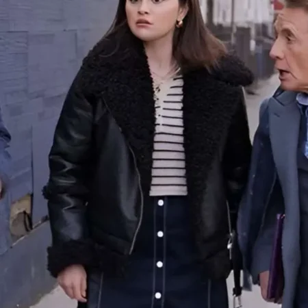 Only Murders in the Building S04 Mabel Mora Black Shearling Leather Jacket