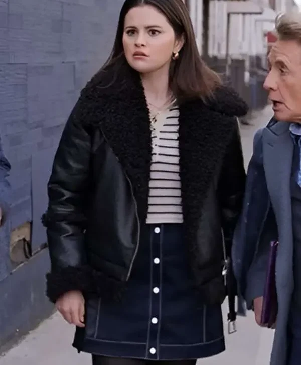 Only Murders in the Building S04 Mabel Mora Black Shearling Leather Jacket