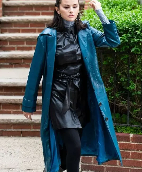 Only Murders in the Building S05 Selena Gomez Blue Leather Coat