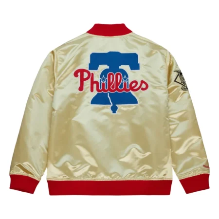 Philadelphia Phillies Team OG 2 0 Full Zip Satin Varsity Jacket Gold 2