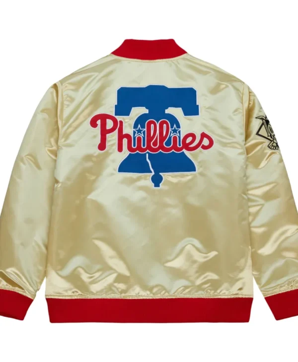 Philadelphia Phillies Team OG 2 0 Full Zip Satin Varsity Jacket Gold 2