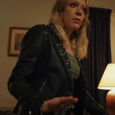 Poker Face 2023 Chloe Sevigny Black Leather Jacket webp