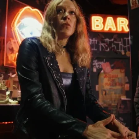 Poker Face 2023 Chloe Sevigny Black Leather Jacket sale webp