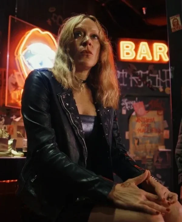 Poker Face 2023 Chloe Sevigny Black Leather Jacket sale webp