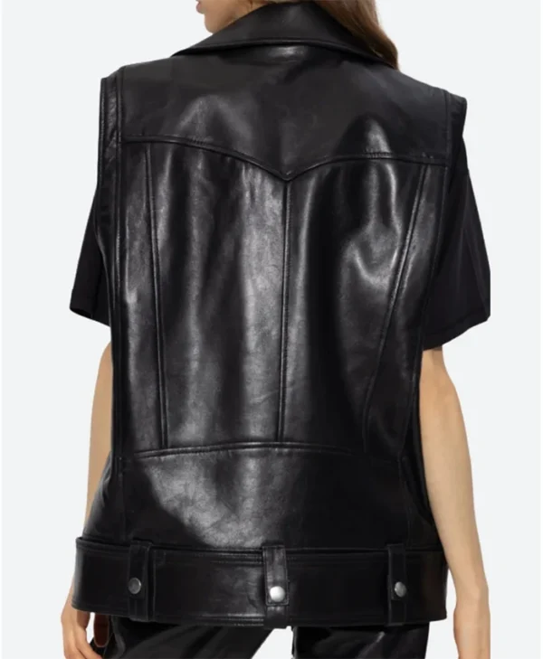 Poker Face 2023 Ruby Ruin Black Leather Vest back webp