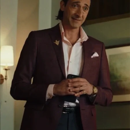 Poker Face 2023 Sterling Frost Jr Maroon Blazer front webp