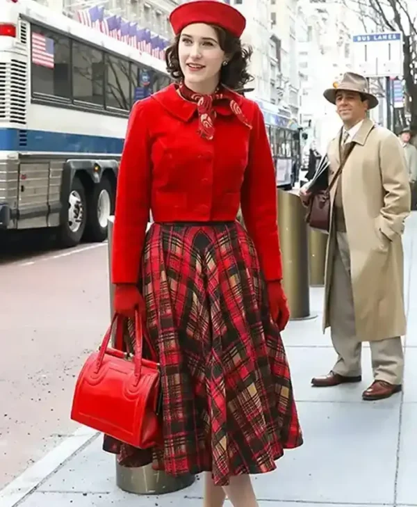 Rachel Brosnahan The Marvelous Mrs Maisel Season 05 Miriam Maisel Cropped Red Jacket