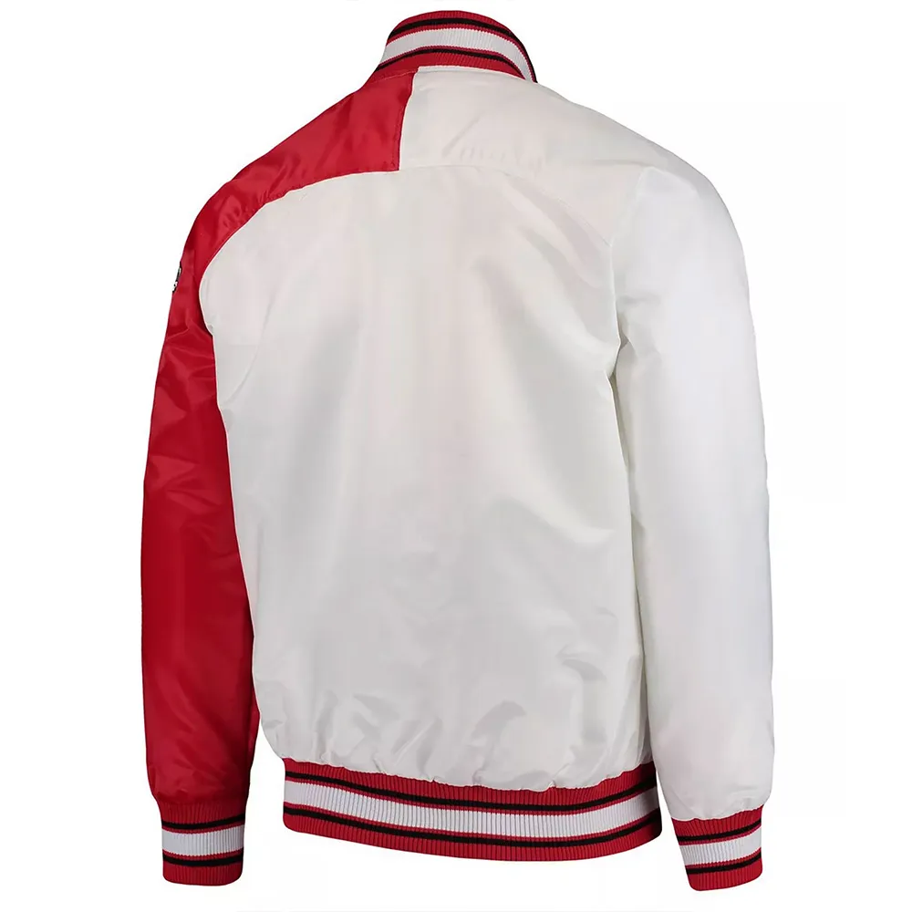Red White Atlanta Falcons Start of Season Retro Satin Jacket back webp