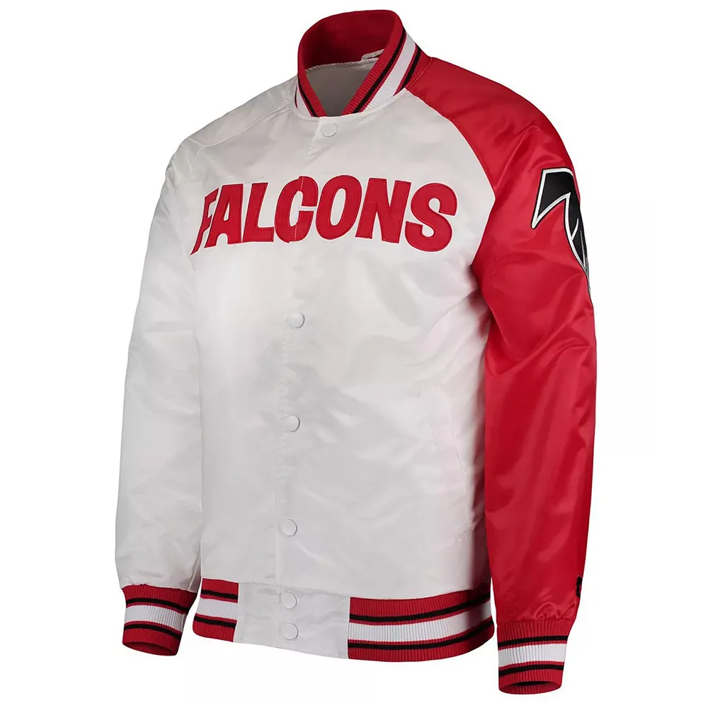 Red White Atlanta Falcons Start of Season Retro Satin Jacket webp