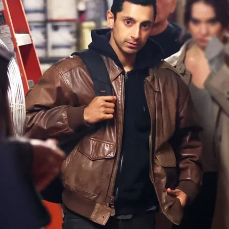 Relay Riz Ahmed Brown Leather Jacket webp