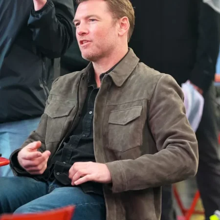 Relay Sam Worthington Brown Suede Leather Jacket webp