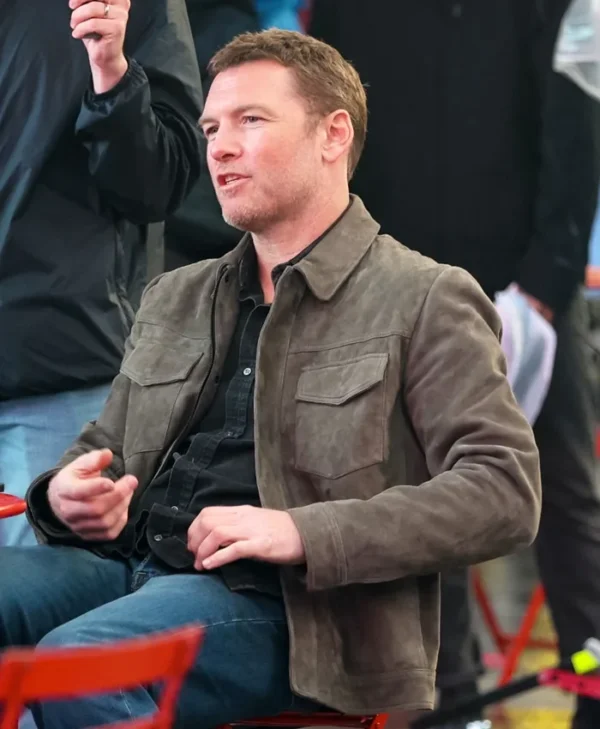 Relay Sam Worthington Brown Suede Leather Jacket webp