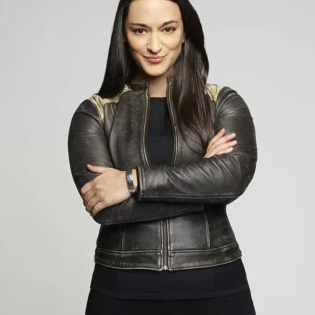 Resident Alien Asta Twelvetrees Leather Jacket Front webp