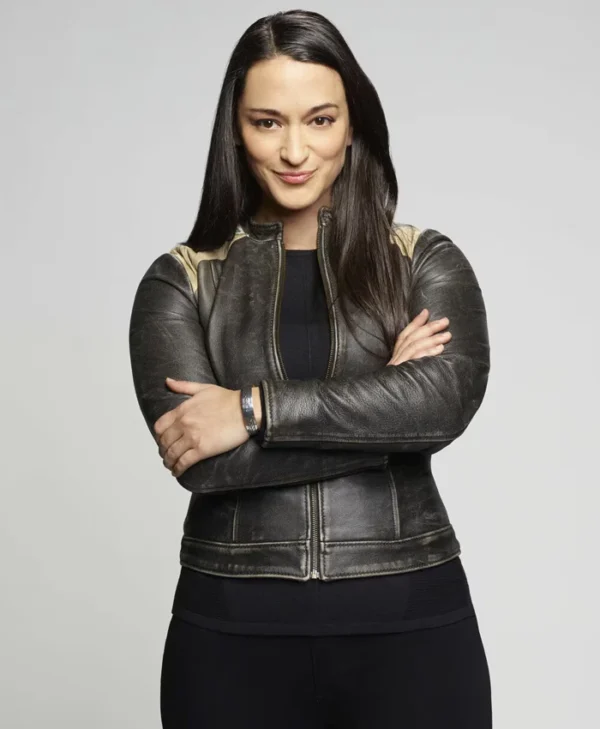 Resident Alien Asta Twelvetrees Leather Jacket Front webp