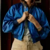 Resident Alien S04 Alice Wetterlund Blue Bomber Satin Jacket webp